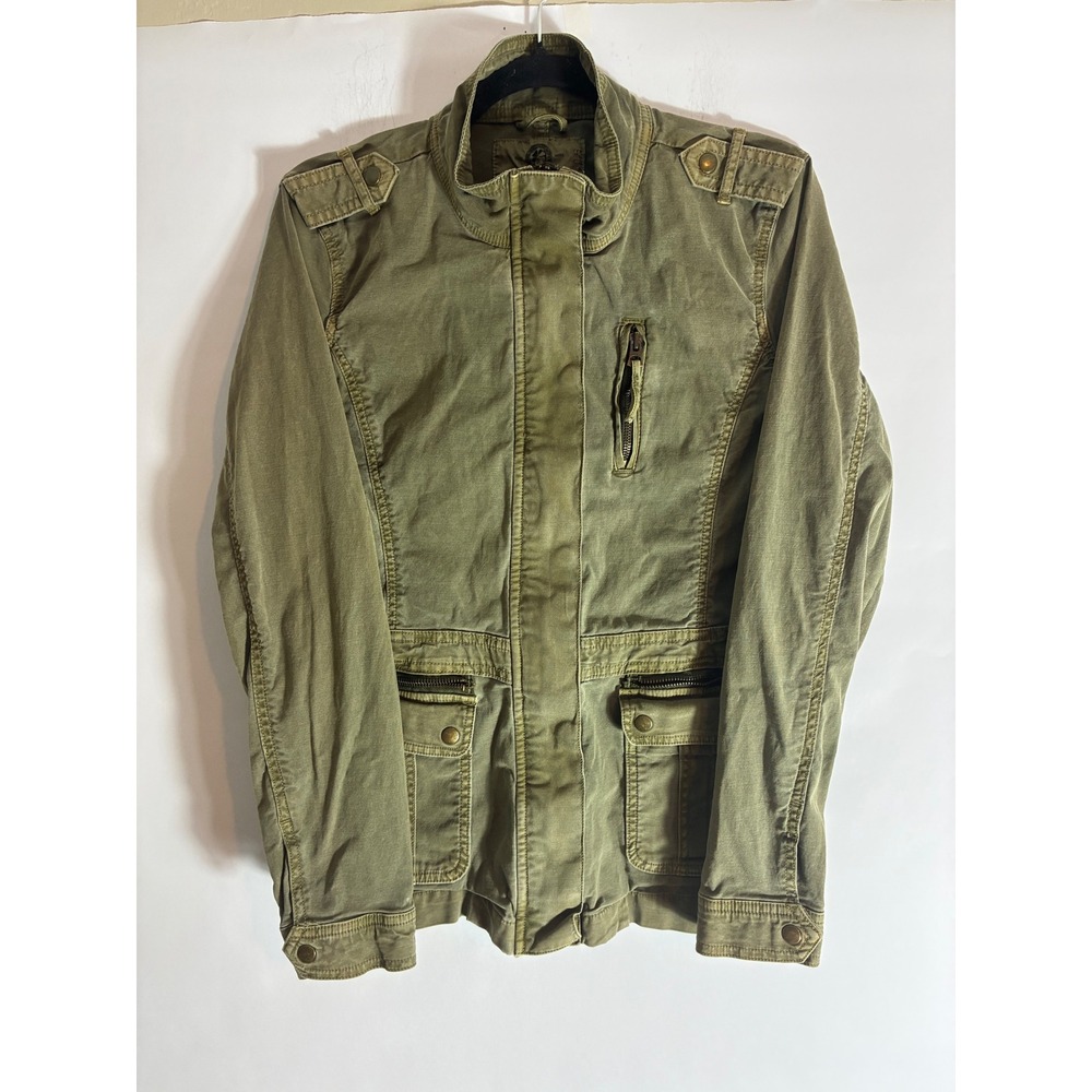 Lucky Brand Military Utility Jacket Olive Green Field Coat M Epaulets Grunge